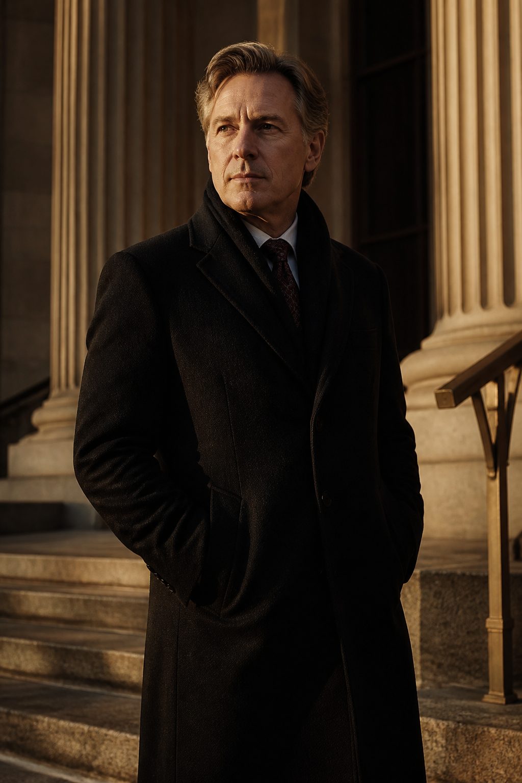 Portrait of a public sector leader on the steps of a civic building